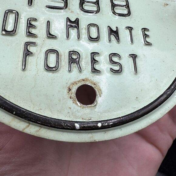 Vintage 1988 Del Monte Forest Pebble Beach License Plate Gate Badge Pass Emblem - Picture 3 of 4